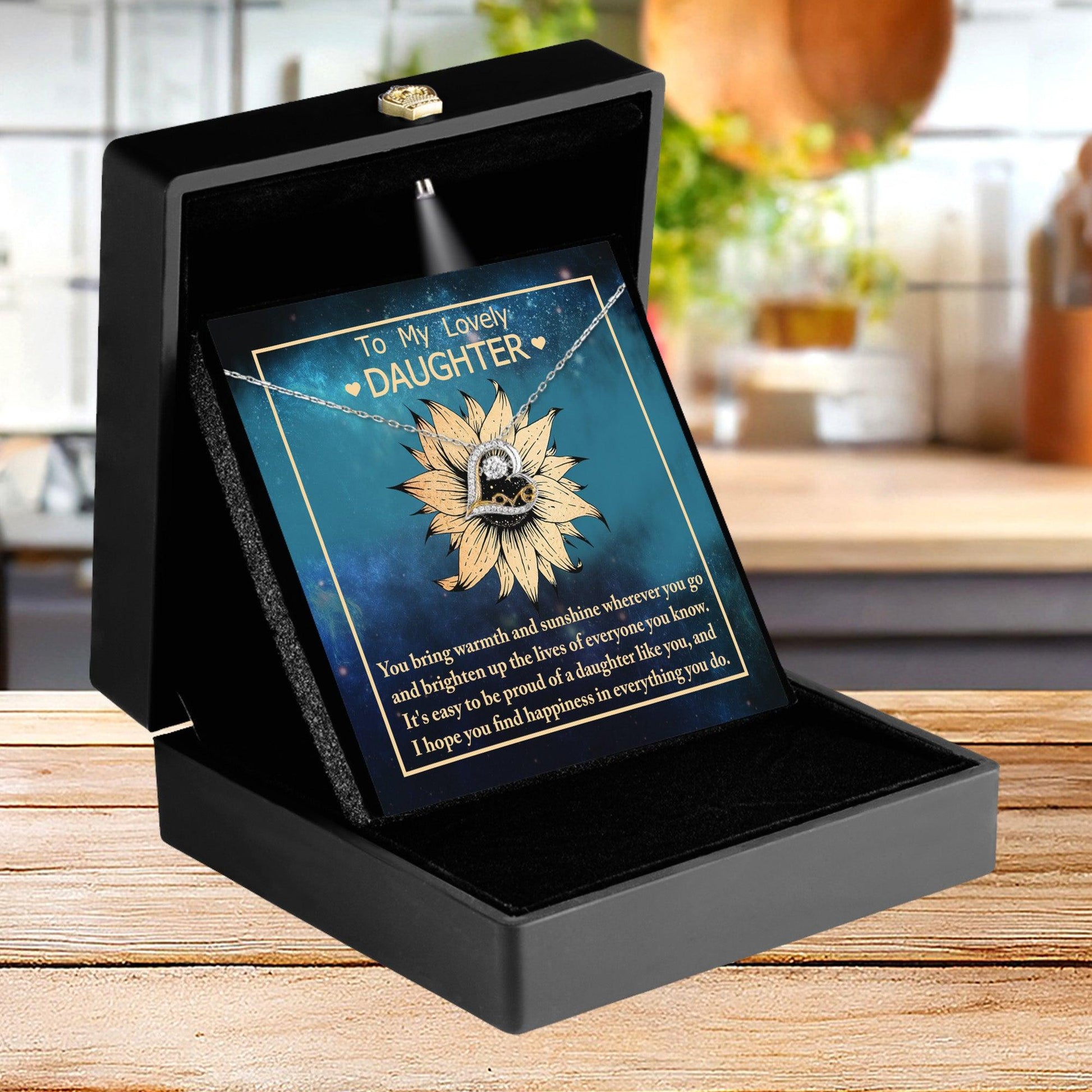 Daughter Gift for Birthday, Christmas, Graduation - Proud Of You - Love Dancing Heart Pendant Necklace - Mallard Moon Gift Shop