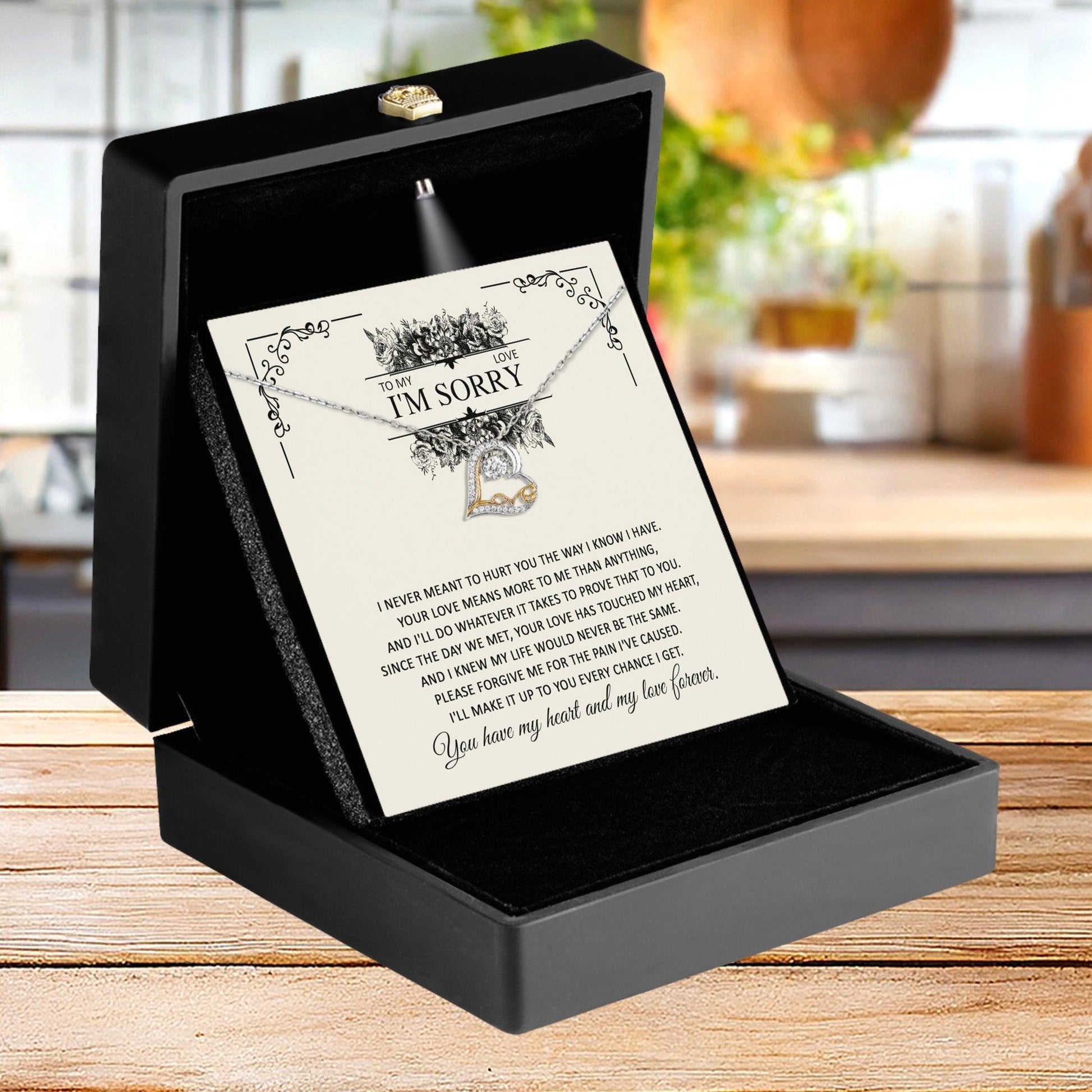 Apology Gift for Her - To My Love, I'm Sorry - Love Dancing Heart Pendant Necklace - Mallard Moon Gift Shop