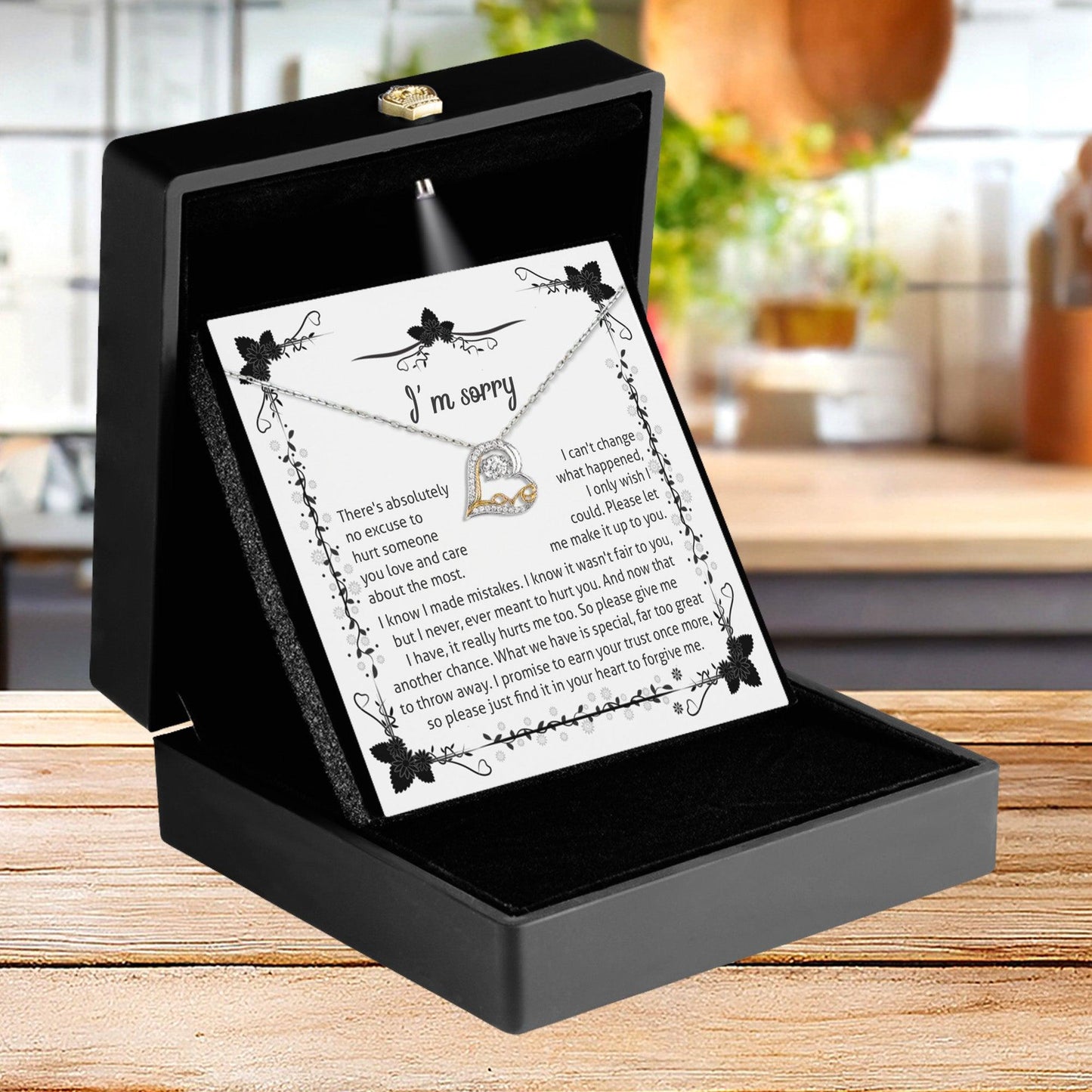 Apology Gift - I'm Sorry, No Excuse, Another Chance - Love Dancing Heart Pendant Necklace - Mallard Moon Gift Shop