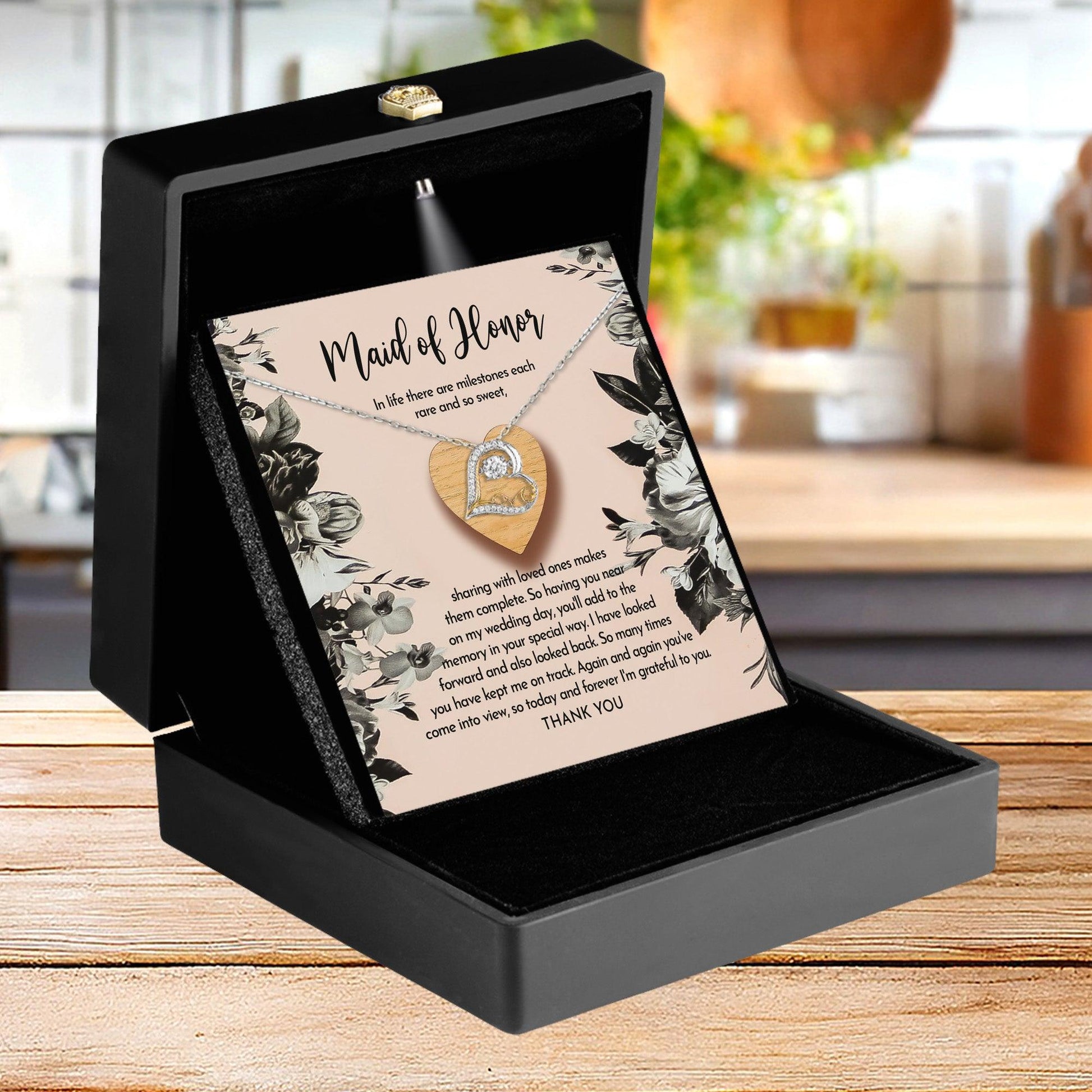 Maid of Honor Wedding Day Gift - My Wedding Day - Love Dancing Heart Pendant Necklace - Mallard Moon Gift Shop