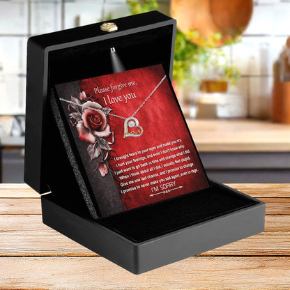 Apology Gift for Girlfriend, Wife, Soulmate - Sorry, One Last Chance - Love Dancing Heart Pendant Necklace - Mallard Moon Gift Shop