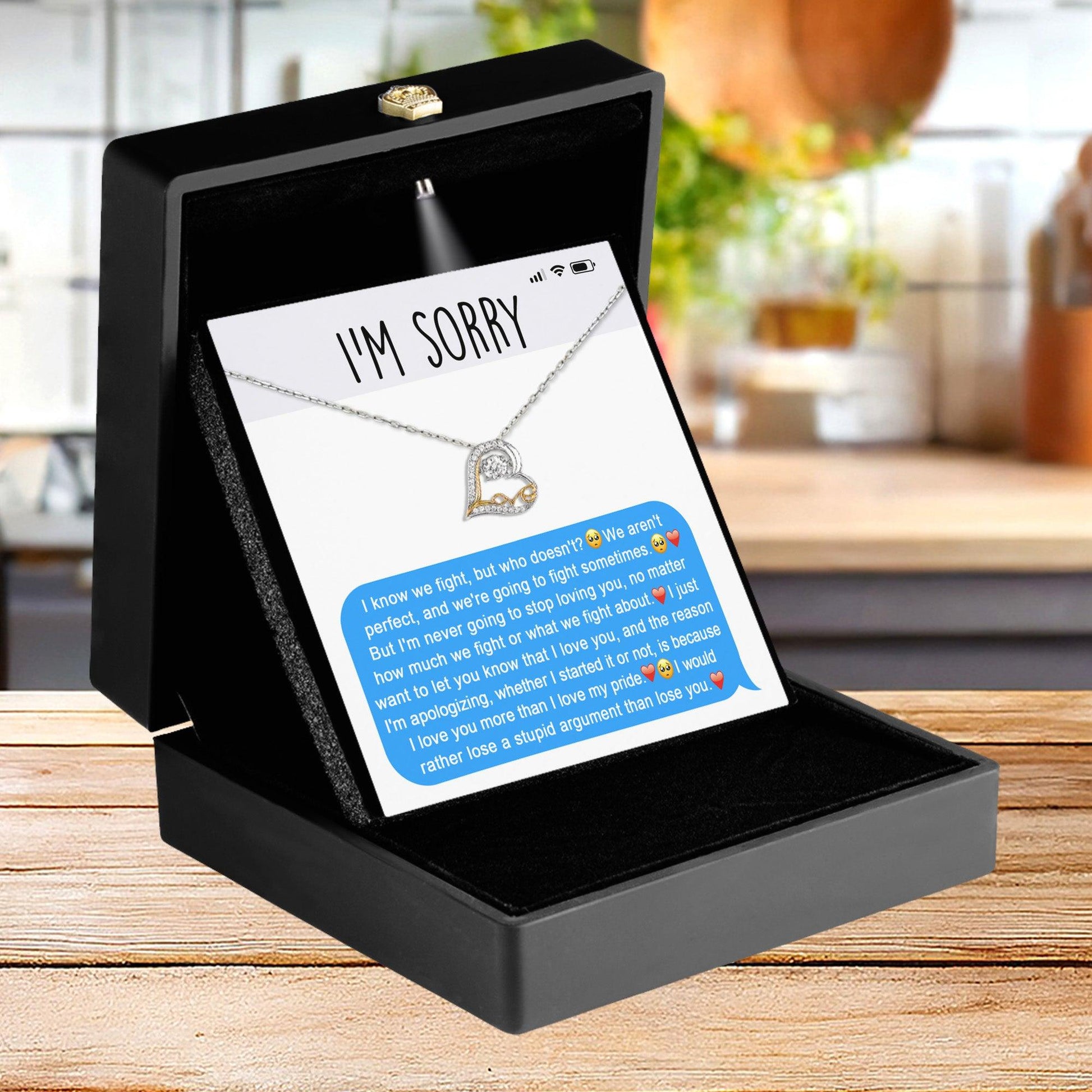 Apology Gift for Girlfriend, Wife, Soulmate - Sorry, Stupid Argument - Love Dancing Heart Pendant Necklace - Mallard Moon Gift Shop