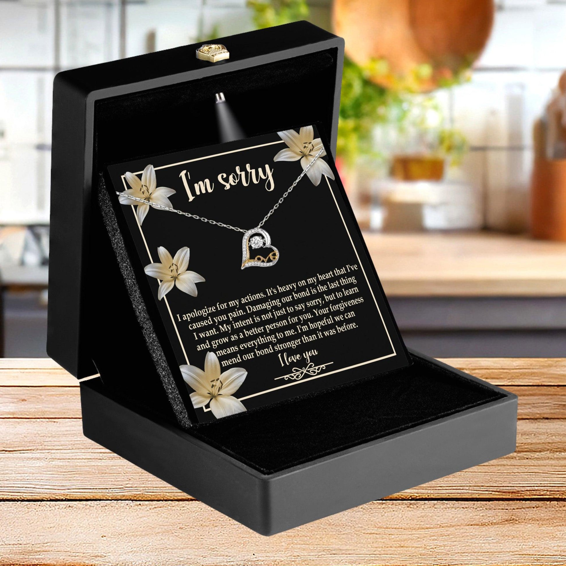 Apology Gift for Girlfriend, Wife, Soulmate - Sorry, The Last Thing - Love Dancing Heart Pendant Necklace - Mallard Moon Gift Shop