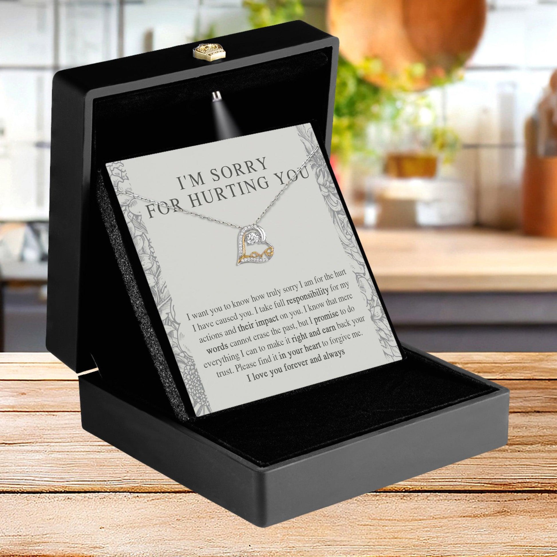 Apology Gift - I'm Sorry, I Promise to Do Everything - Love Dancing Heart Pendant Necklace - Mallard Moon Gift Shop