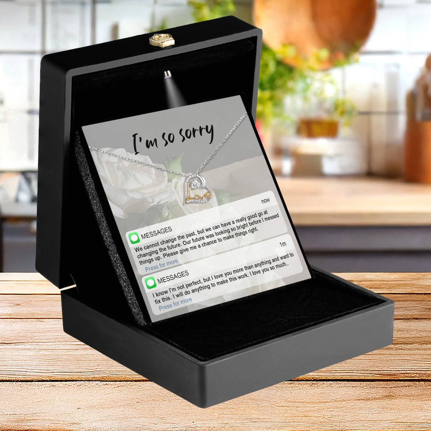 Apology Gift for Girlfriend, Wife, Soulmate - Sorry, I'm Not Perfect - Love Heart Pendant Necklace - Mallard Moon Gift Shop