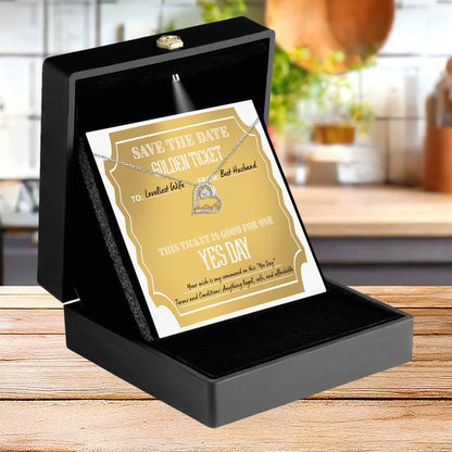 Wife Wedding Day Gift - Golden Ticket - Love Dancing Heart Pendant Necklace - Mallard Moon Gift Shop