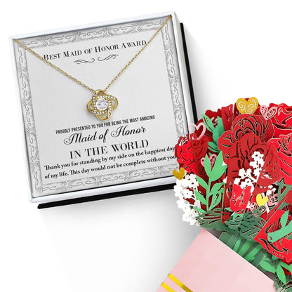 Maid of Honor Wedding Day Gift -Thank You Happiest Day Of My Life - Love Knot Pendant Necklace - Mallard Moon Gift Shop