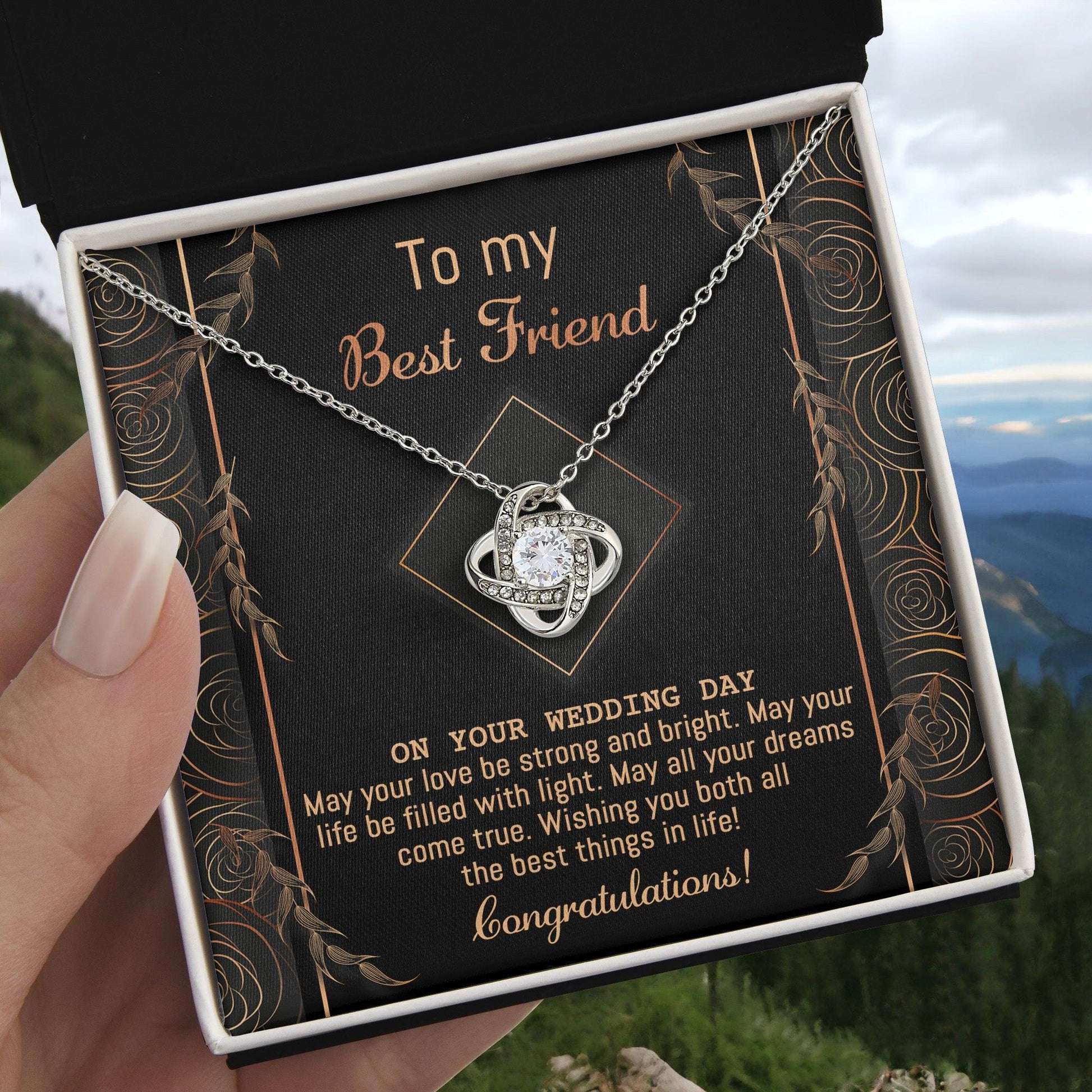 Gift for Best Friend Wedding - Strong And Bright - Wedding Day Gift Love Knot Pendant Necklace - Mallard Moon Gift Shop