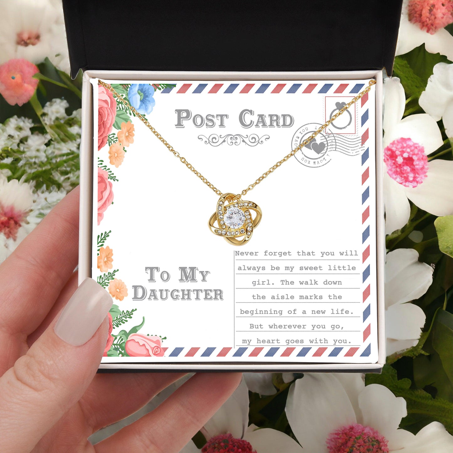 Daughter Wedding Day Gift - My Heart Goes With You - Love Knot Pendant Necklace - Mallard Moon Gift Shop