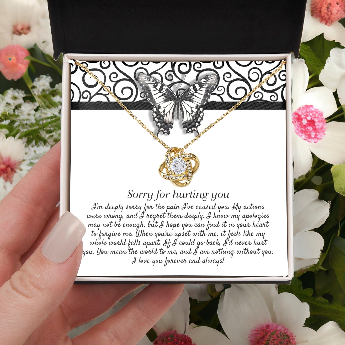 Apology Gift - Sorry for Hurting You - I am Nothing Without You - Love Knot Pendant Necklace - Mallard Moon Gift Shop