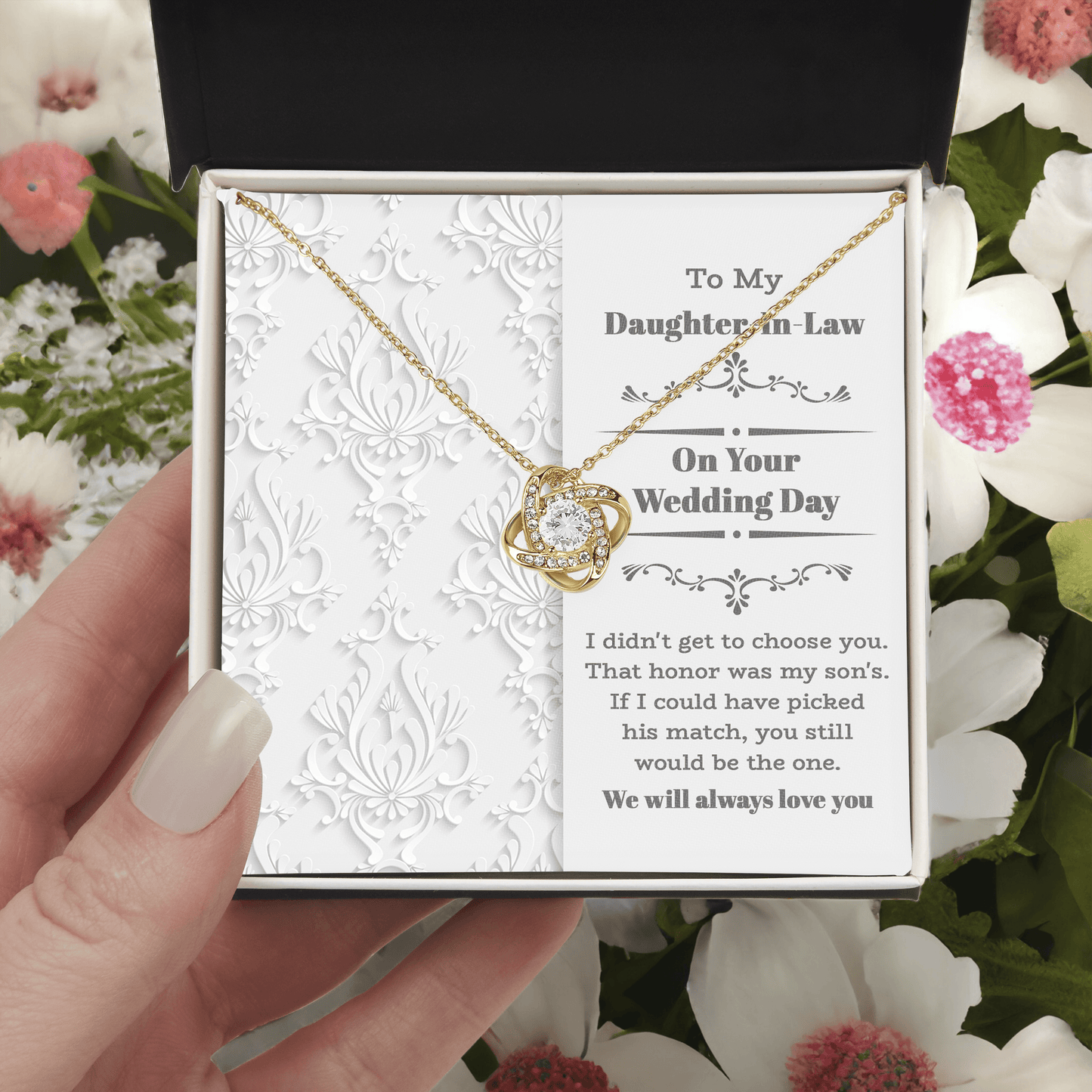 Daughter-In-Law Wedding Day Gift My Son Chose You Love Knot Pendant Necklace - Mallard Moon Gift Shop