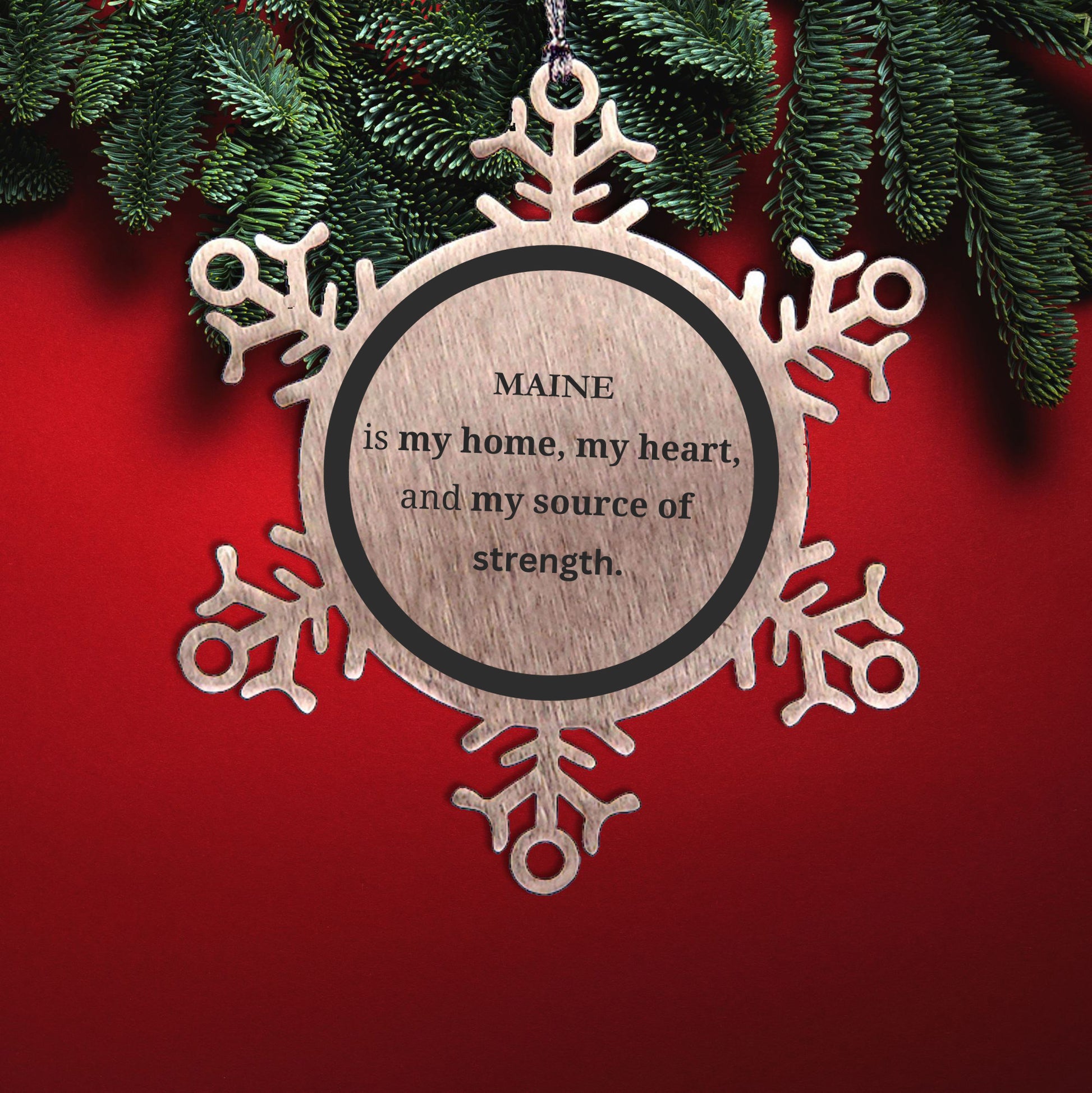 Maine is my home Birthday Christmas Snowflake Ornament