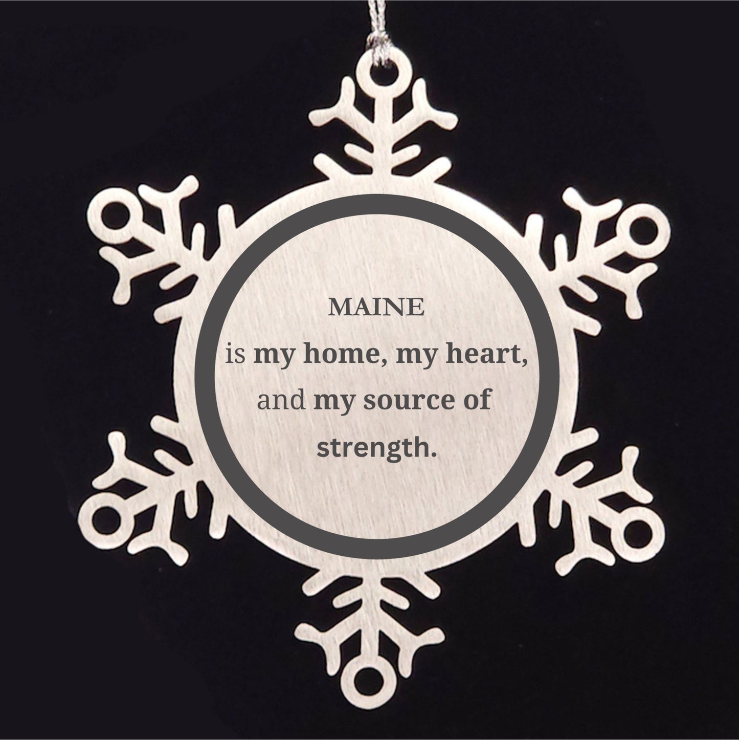 Maine is my home Birthday Christmas Snowflake Ornament