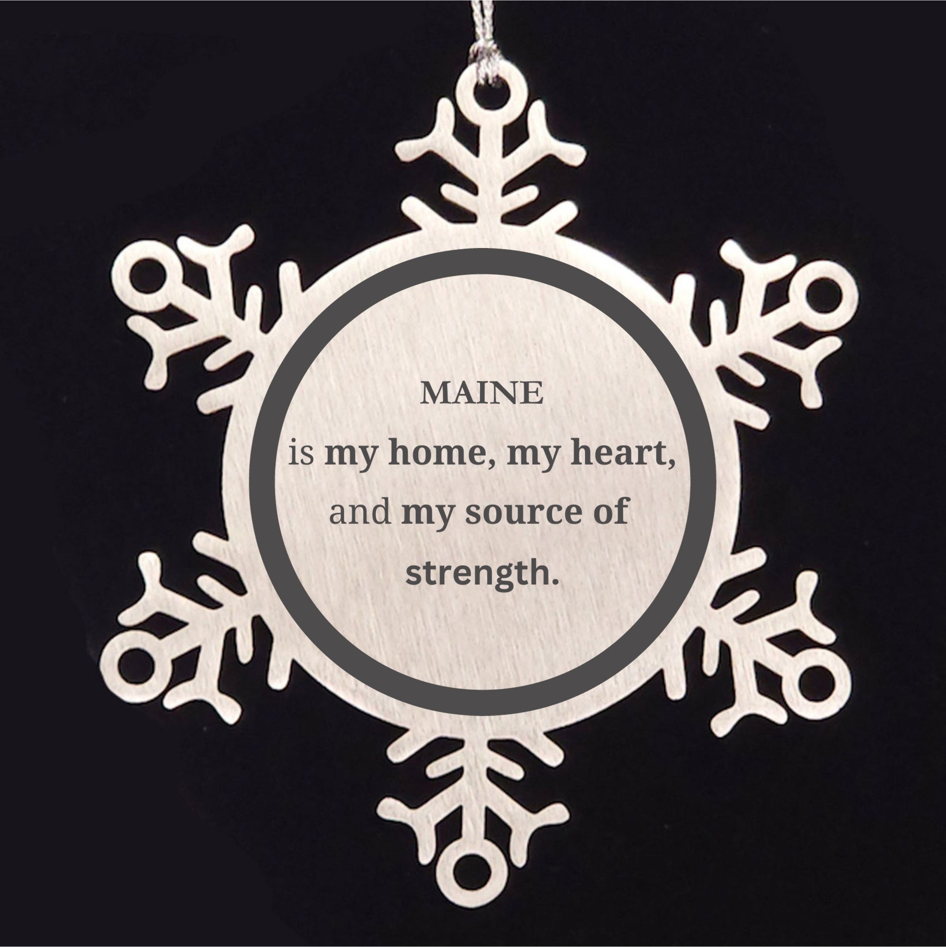 Maine is my home Birthday Christmas Snowflake Ornament