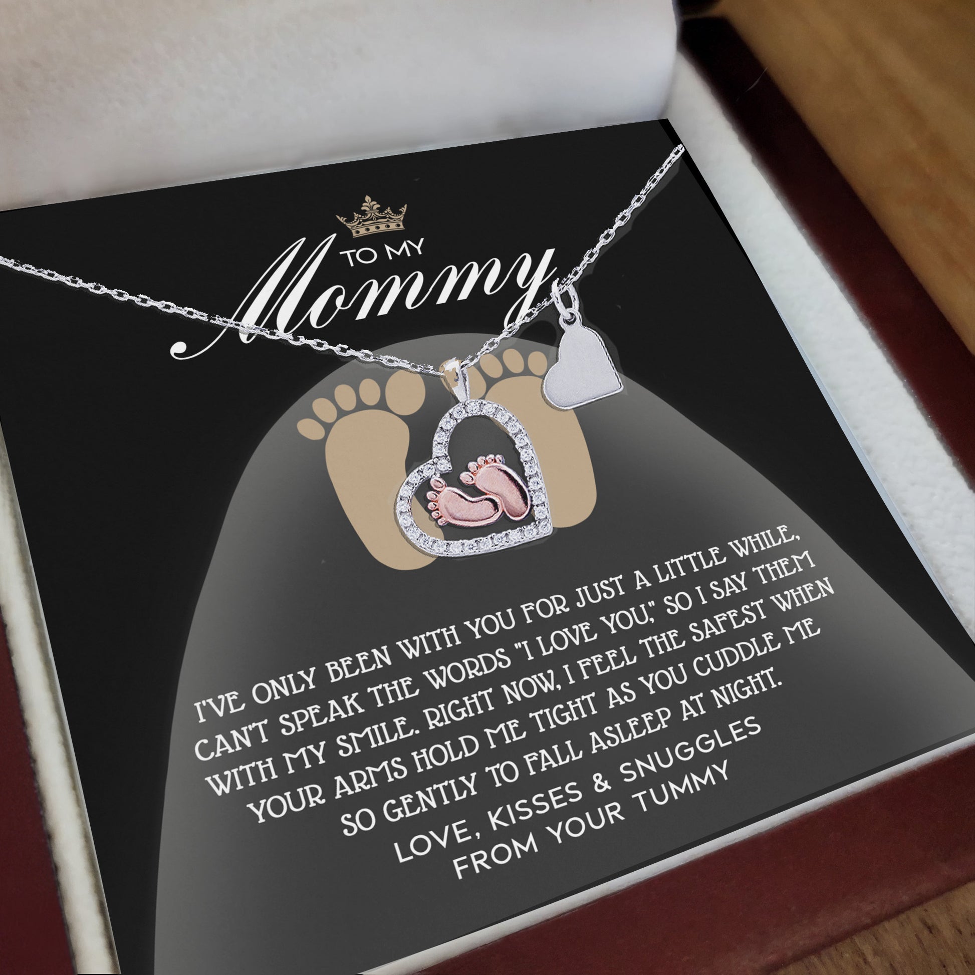 Gift for New Mom Baby Feet Pendant Necklace I Love You with My Smile - Mallard Moon Gift Shop