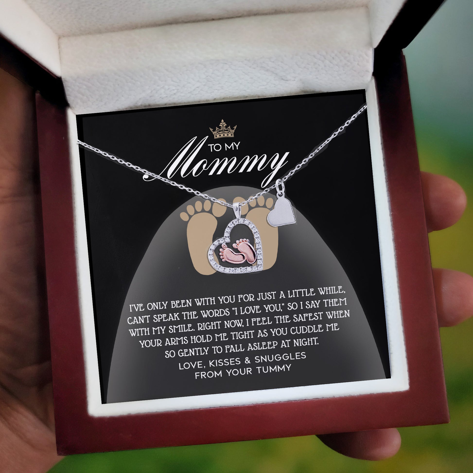 Gift for New Mom Baby Feet Pendant Necklace I Love You with My Smile - Mallard Moon Gift Shop