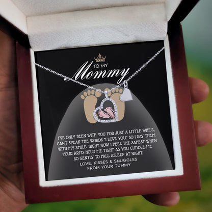 Gift for New Mom Baby Feet Pendant Necklace I Love You with My Smile - Mallard Moon Gift Shop