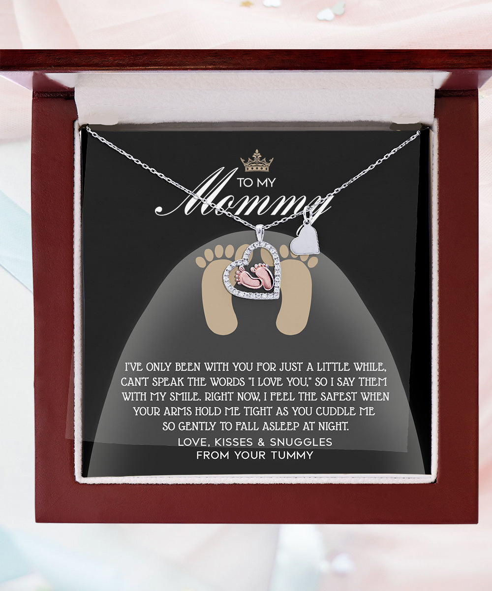 Gift for New Mom Baby Feet Pendant Necklace I Love You with My Smile - Mallard Moon Gift Shop