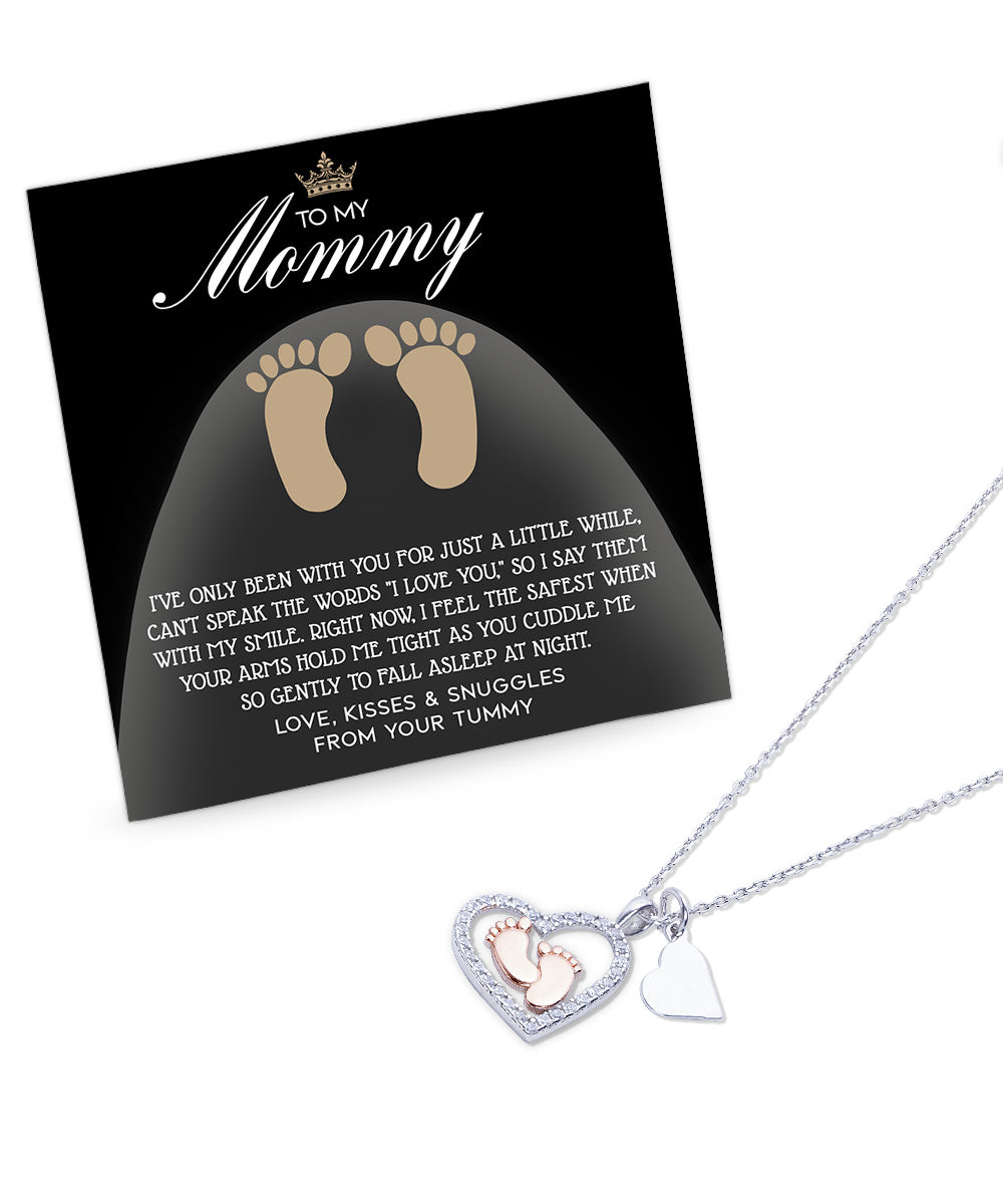 Gift for New Mom Baby Feet Pendant Necklace I Love You with My Smile - Mallard Moon Gift Shop
