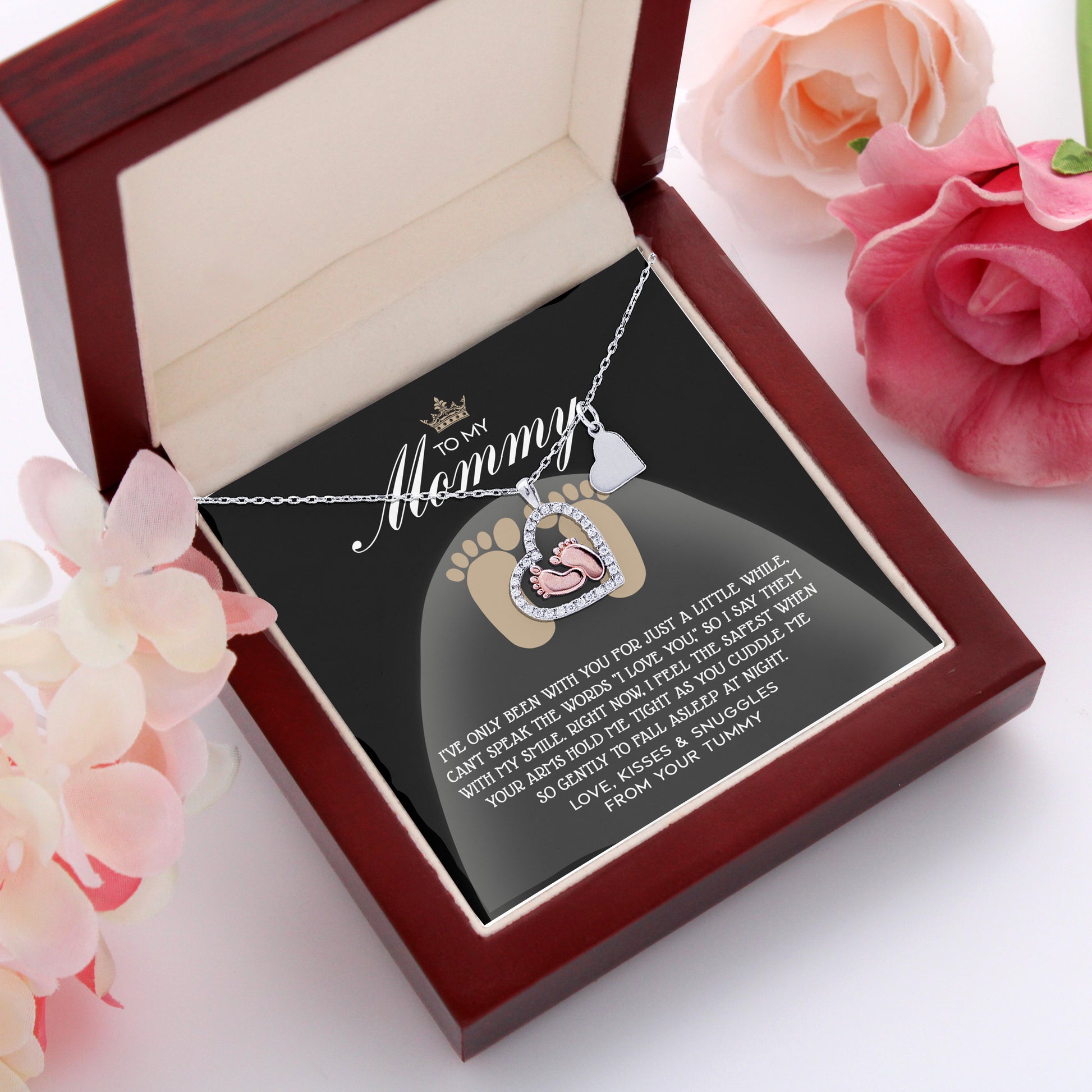 Gift for New Mom Baby Feet Pendant Necklace I Love You with My Smile - Mallard Moon Gift Shop