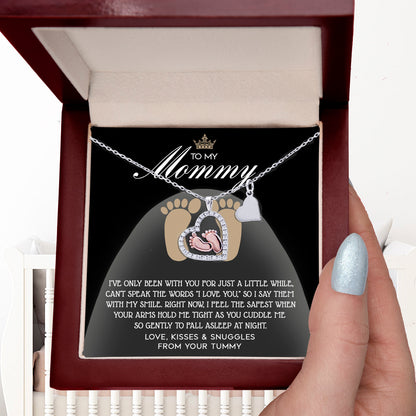 Gift for New Mom Baby Feet Pendant Necklace I Love You with My Smile - Mallard Moon Gift Shop