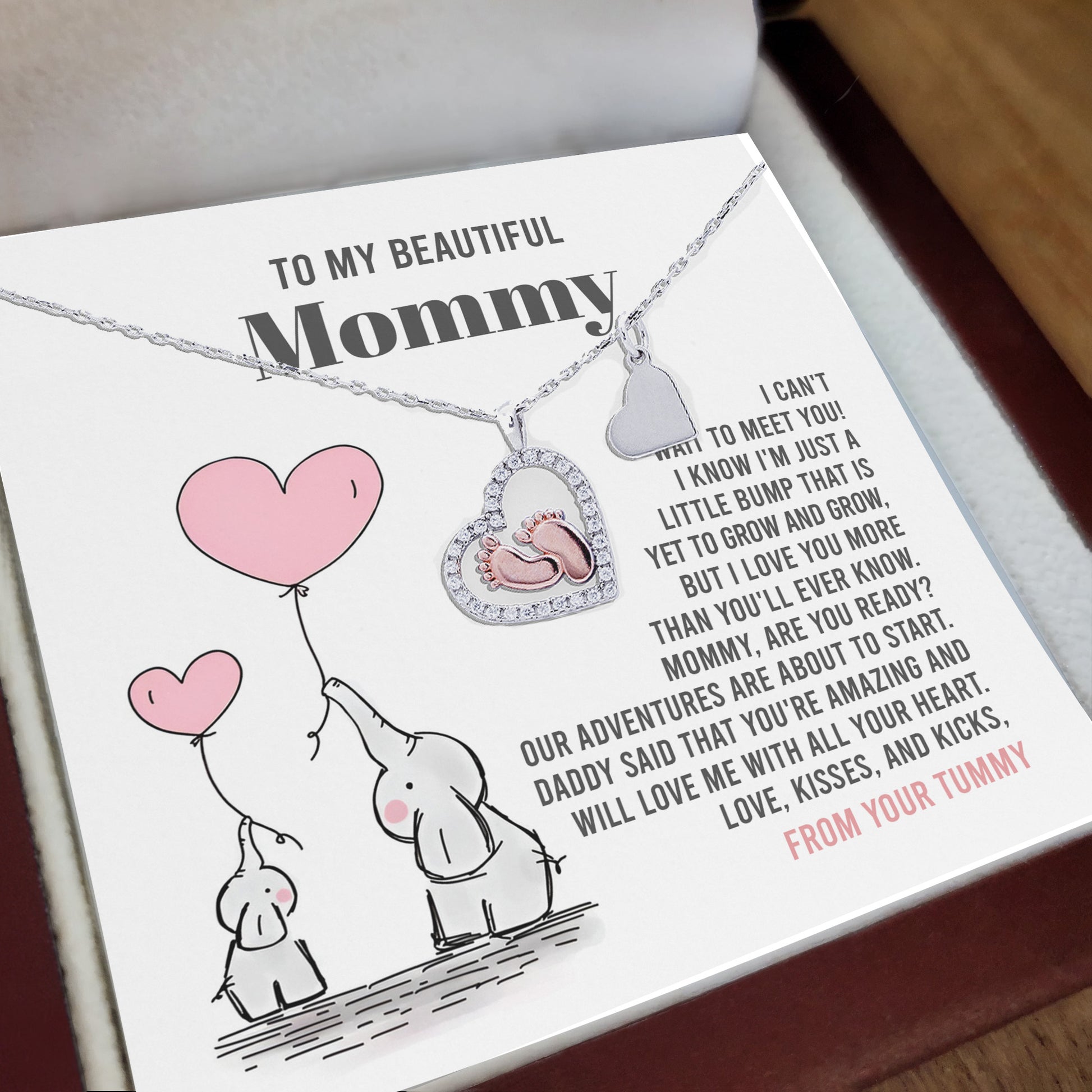 Baby Feet Necklace for New Moms – Sterling Silver Heart Pendant with Rose Gold Baby Feet & CZ – Baby Shower, Pregnancy Reveal, Mother's Day Gift Jewelry - Mallard Moon Gift Shop