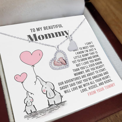 Baby Feet Necklace for New Moms – Sterling Silver Heart Pendant with Rose Gold Baby Feet & CZ – Baby Shower, Pregnancy Reveal, Mother's Day Gift Jewelry - Mallard Moon Gift Shop