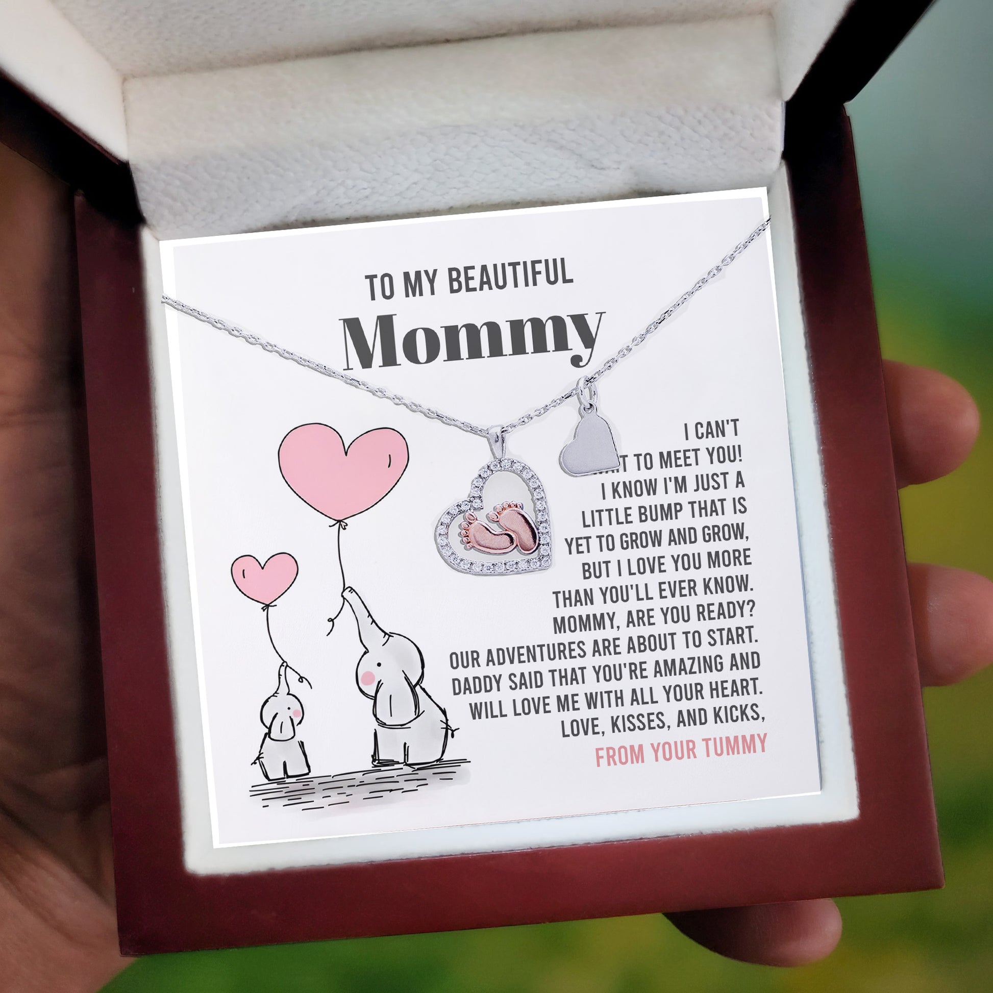 Baby Feet Necklace for New Moms – Sterling Silver Heart Pendant with Rose Gold Baby Feet & CZ – Baby Shower, Pregnancy Reveal, Mother's Day Gift Jewelry - Mallard Moon Gift Shop