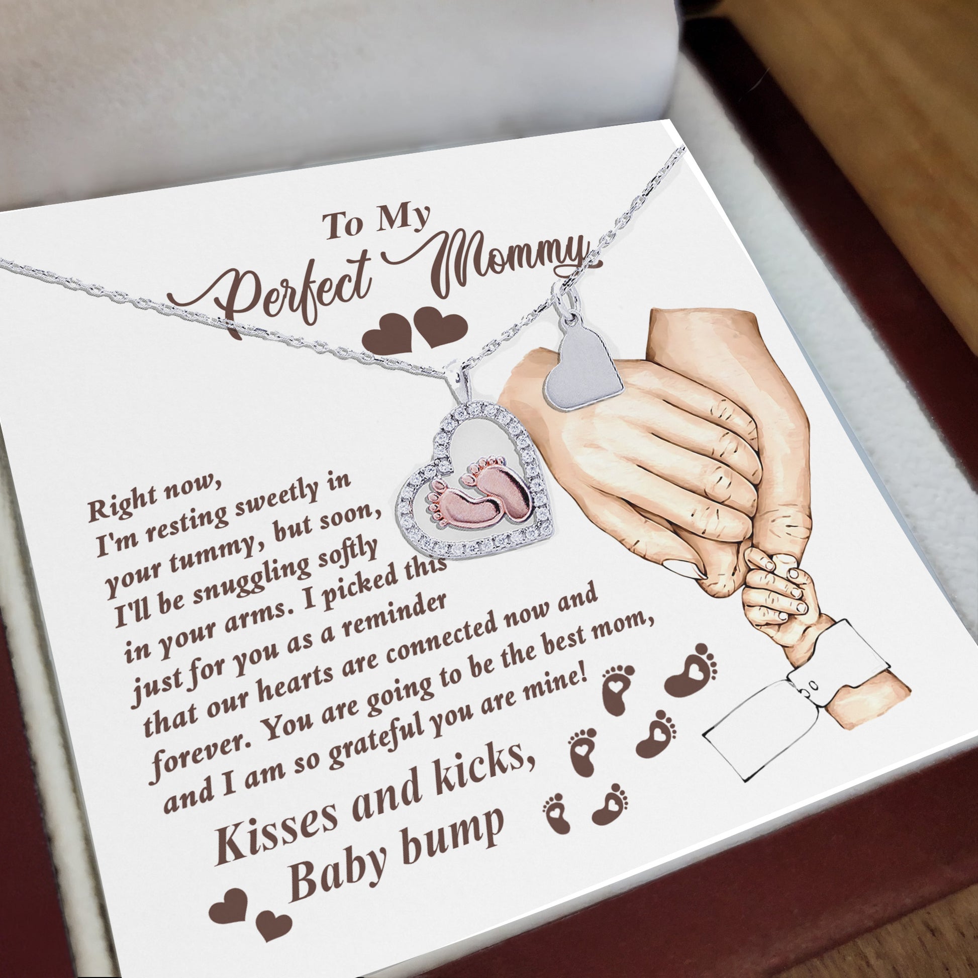 Expectant Mom’s Delight: Baby Feet Silver Pendant Necklace - Kisses and Kicks from Tummy - Mallard Moon Gift Shop