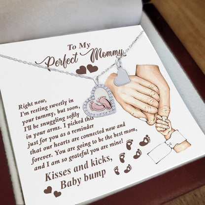 Expectant Mom’s Delight: Baby Feet Silver Pendant Necklace - Kisses and Kicks from Tummy - Mallard Moon Gift Shop