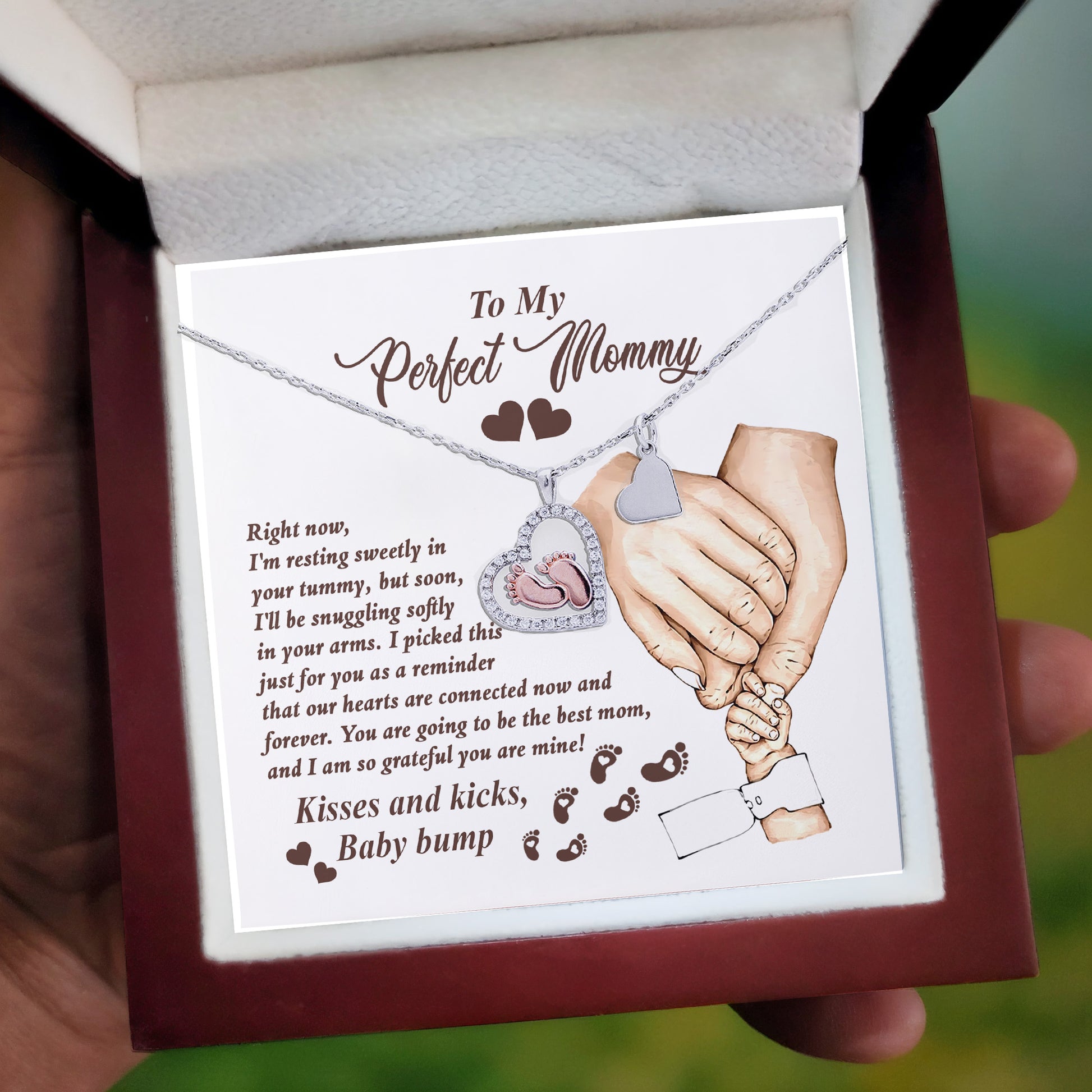 Expectant Mom’s Delight: Baby Feet Silver Pendant Necklace - Kisses and Kicks from Tummy - Mallard Moon Gift Shop
