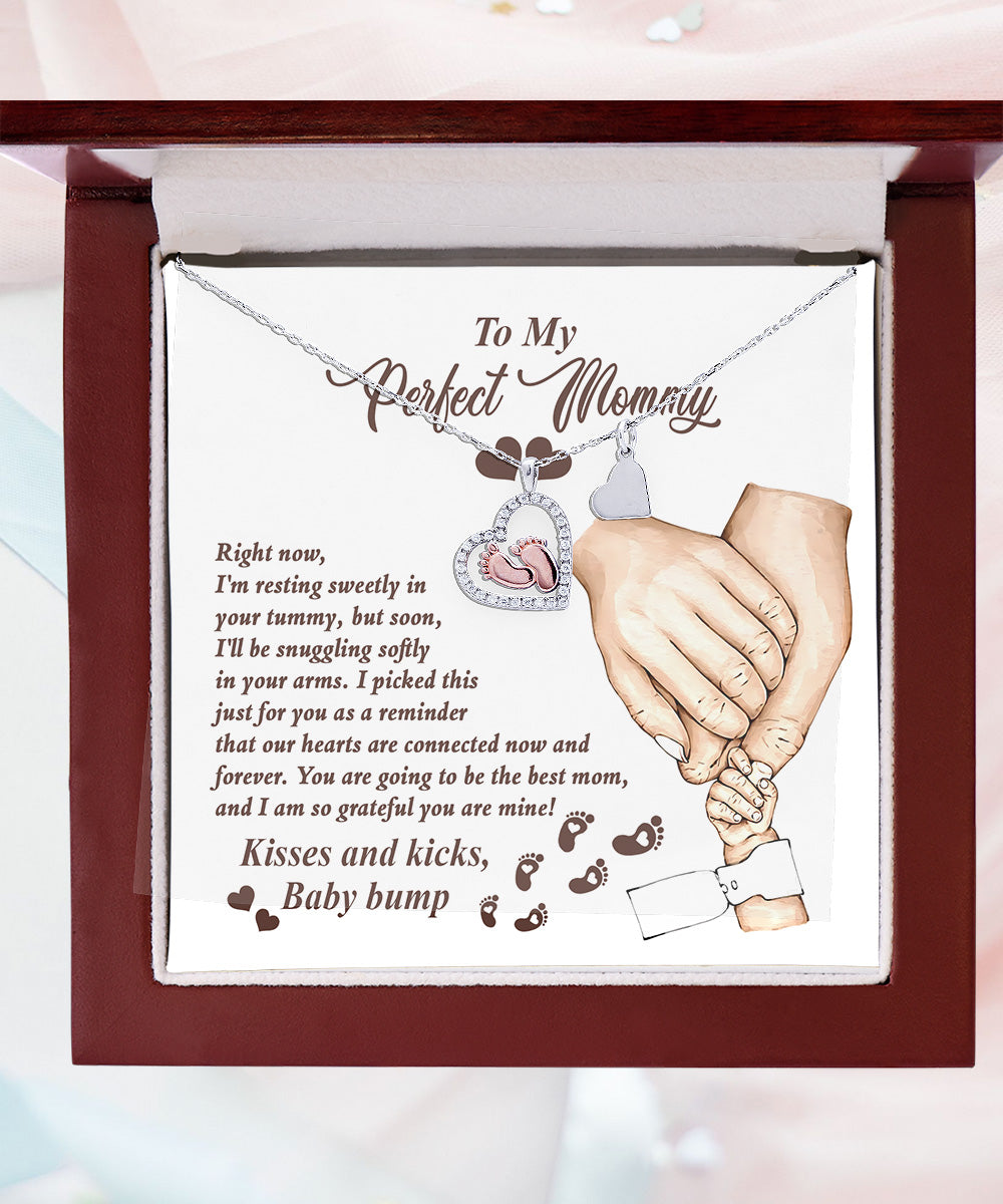 Expectant Mom’s Delight: Baby Feet Silver Pendant Necklace - Kisses and Kicks from Tummy - Mallard Moon Gift Shop