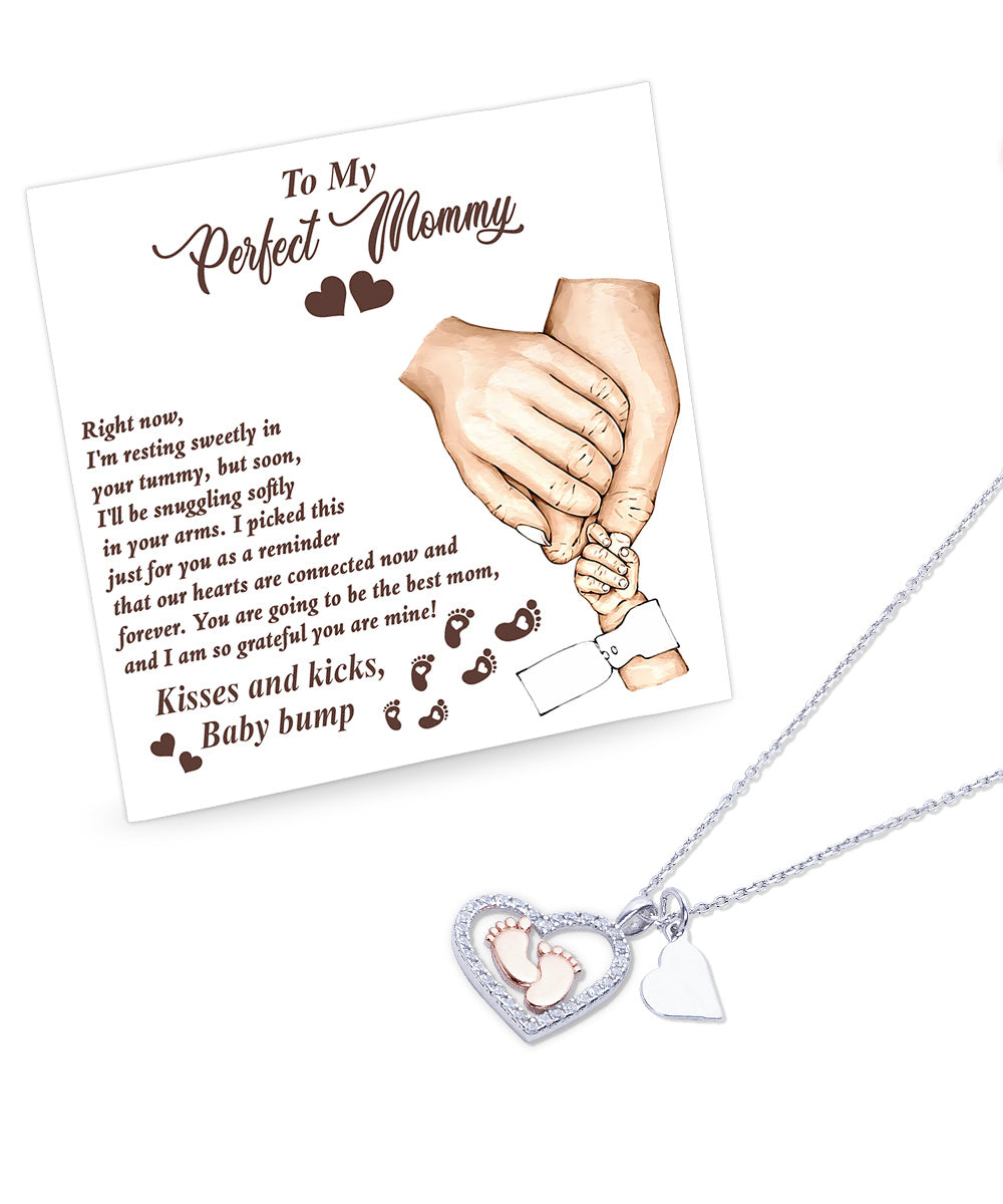 Expectant Mom’s Delight: Baby Feet Silver Pendant Necklace - Kisses and Kicks from Tummy - Mallard Moon Gift Shop