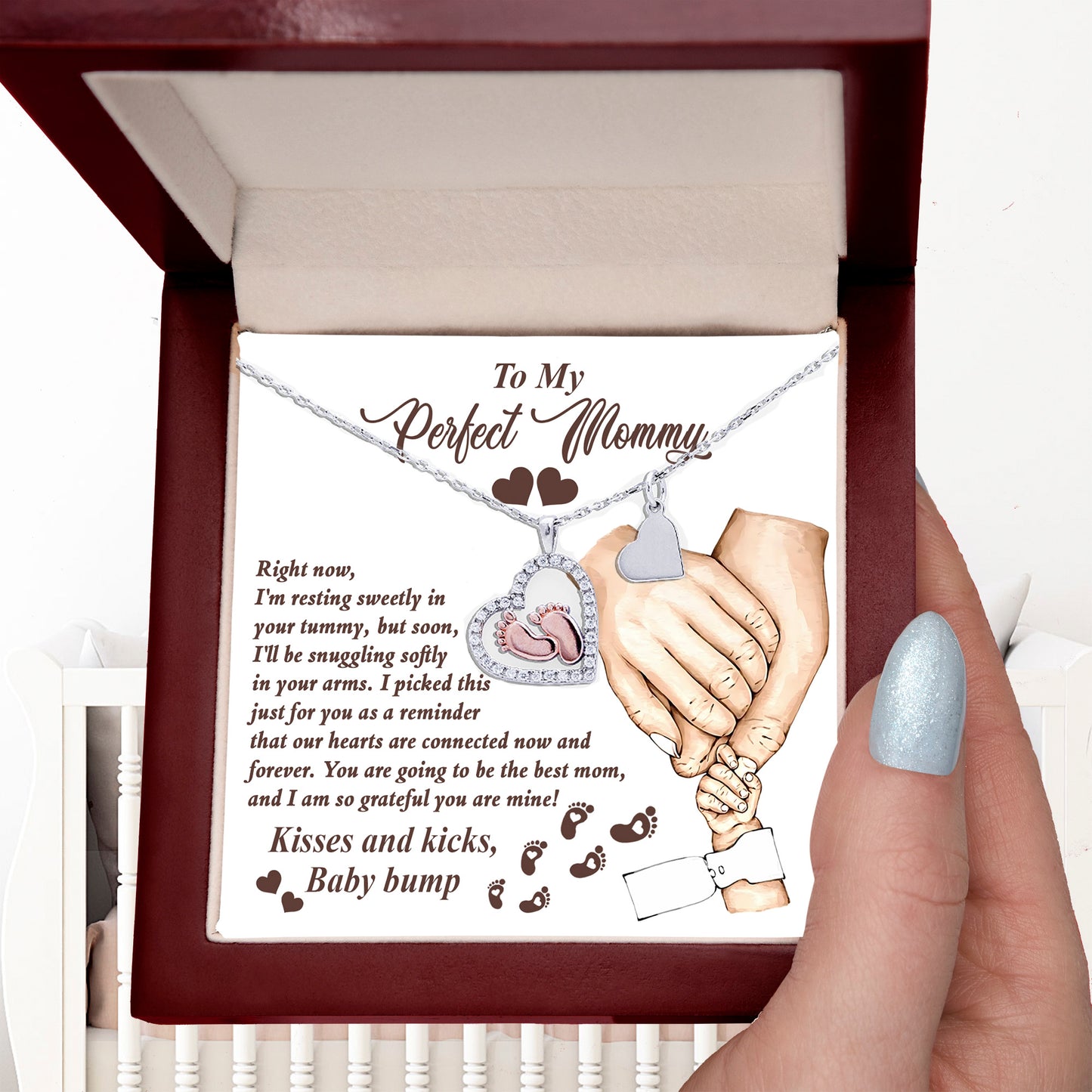 Expectant Mom’s Delight: Baby Feet Silver Pendant Necklace - Kisses and Kicks from Tummy - Mallard Moon Gift Shop