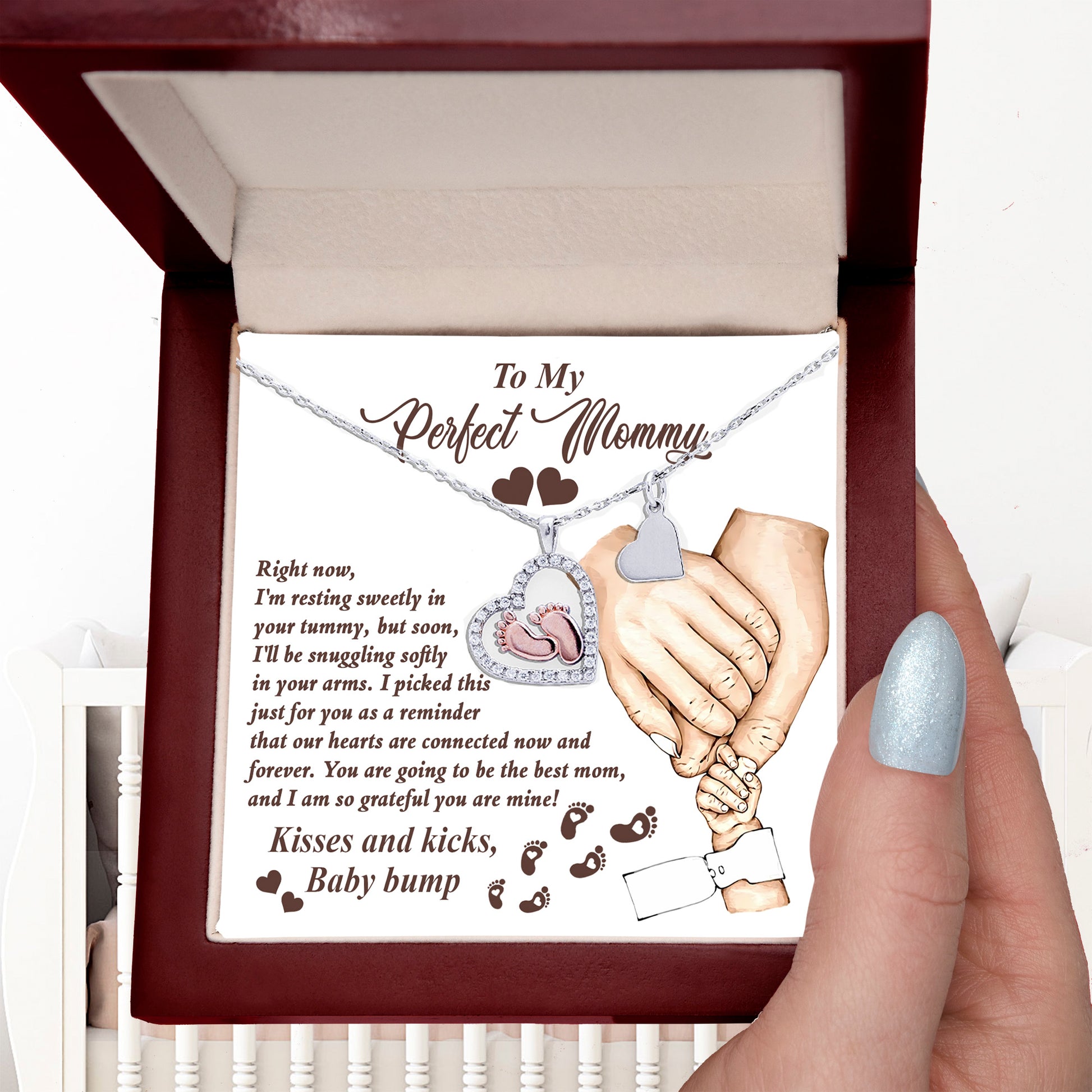 Expectant Mom’s Delight: Baby Feet Silver Pendant Necklace - Kisses and Kicks from Tummy - Mallard Moon Gift Shop