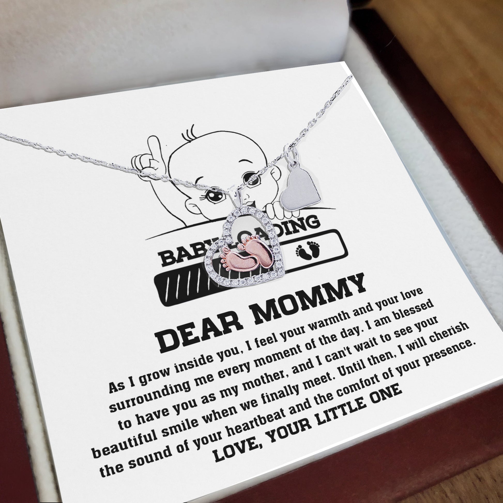 Dear Mommy Your Little One Can't Wait to See your Smile Baby Feet Pendant Necklace - Mallard Moon Gift Shop