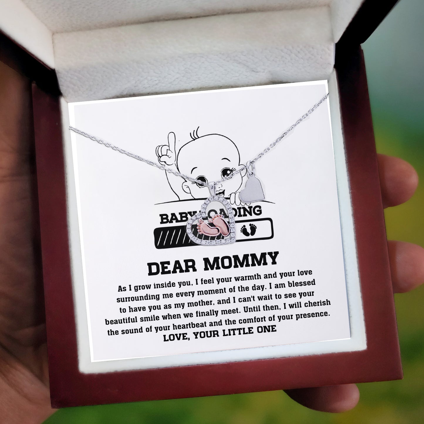 Dear Mommy Your Little One Can't Wait to See your Smile Baby Feet Pendant Necklace - Mallard Moon Gift Shop