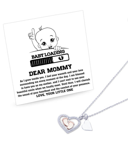 Dear Mommy Your Little One Can't Wait to See your Smile Baby Feet Pendant Necklace - Mallard Moon Gift Shop
