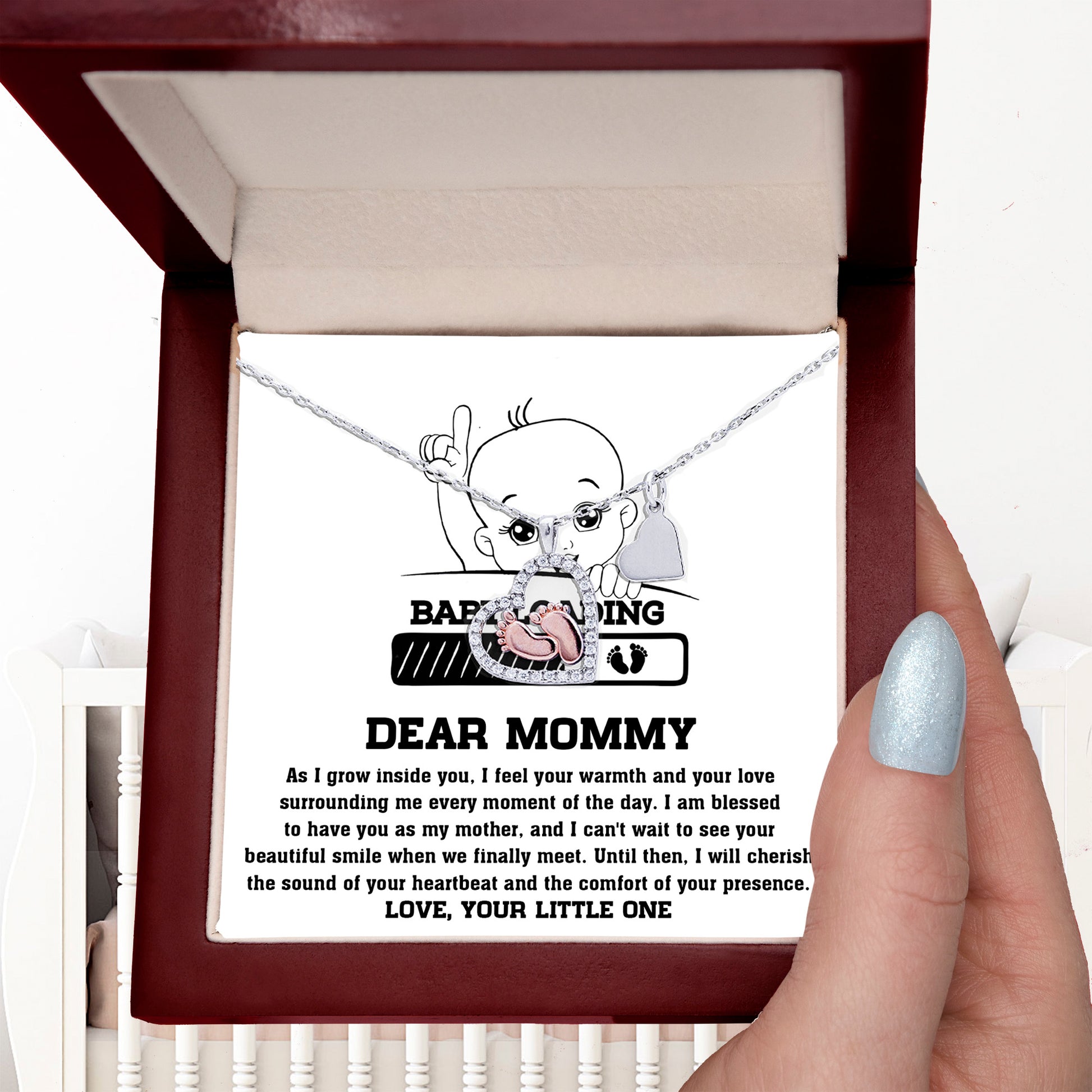 Dear Mommy Your Little One Can't Wait to See your Smile Baby Feet Pendant Necklace - Mallard Moon Gift Shop