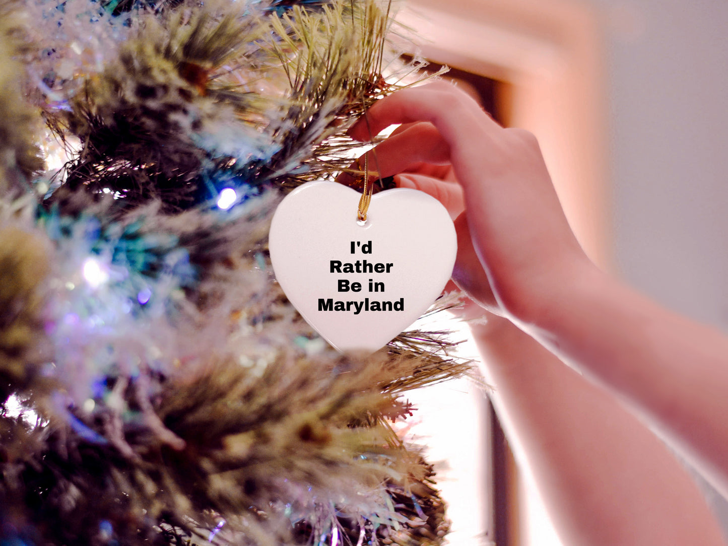 Maryland Heart Ornament, 'I'd Rather Be In Maryland' Quote Christmas Gifts