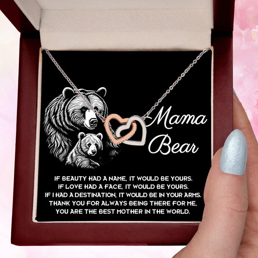 To My Mama Bear My Destination is In Your Arms Interlocking Hearts Necklace - Mallard Moon Gift Shop