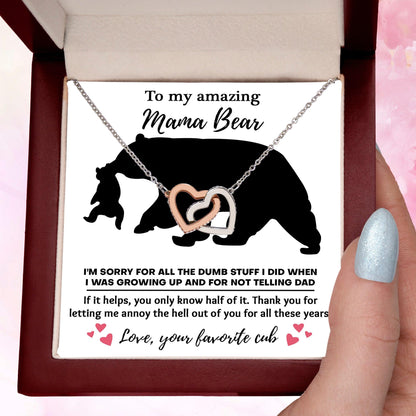 Dear Mom Thanks for Not Telling Dad Interlocking Hearts Necklace - Mallard Moon Gift Shop