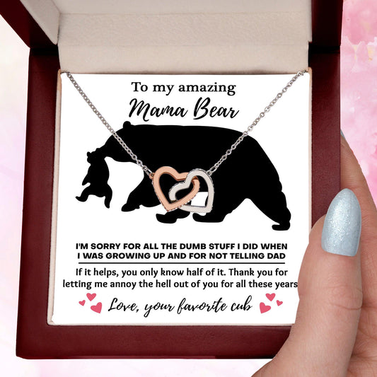 Dear Mom Thanks for Not Telling Dad Interlocking Hearts Necklace - Mallard Moon Gift Shop