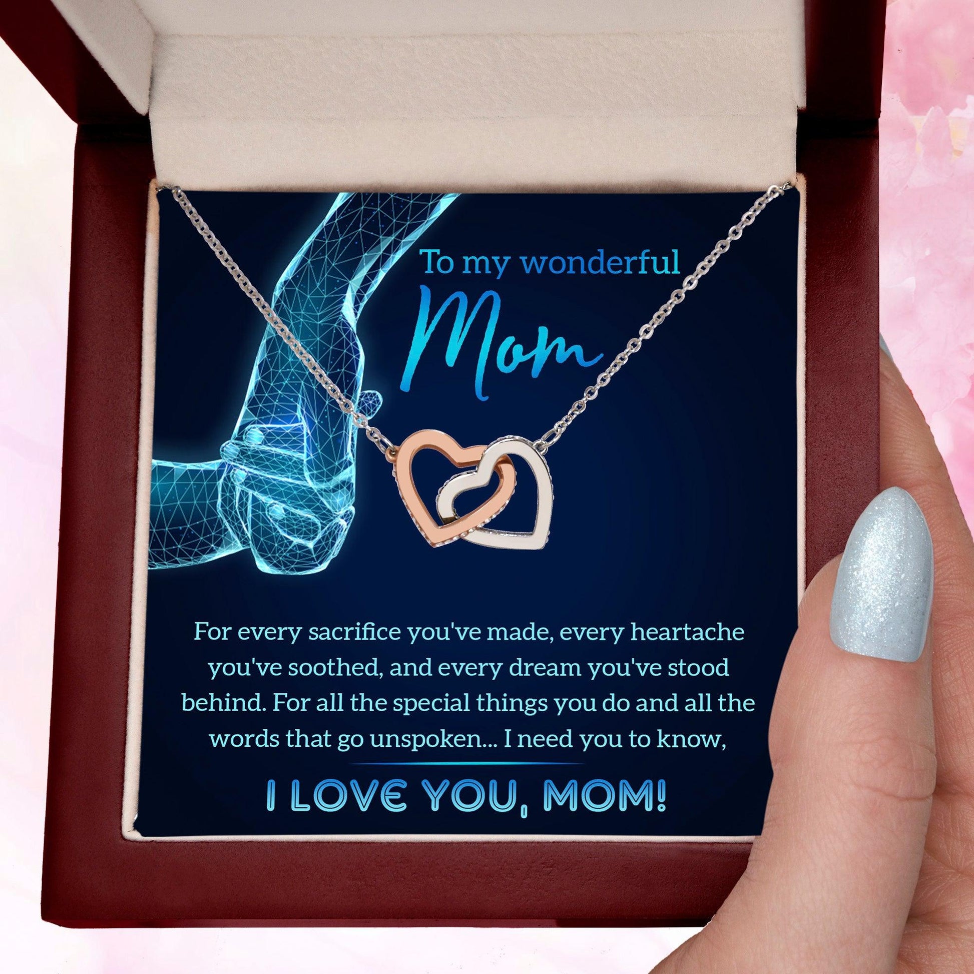 Gift for Mom You Stood Behind My Dreams Interlocking Hearts Necklace - Mallard Moon Gift Shop