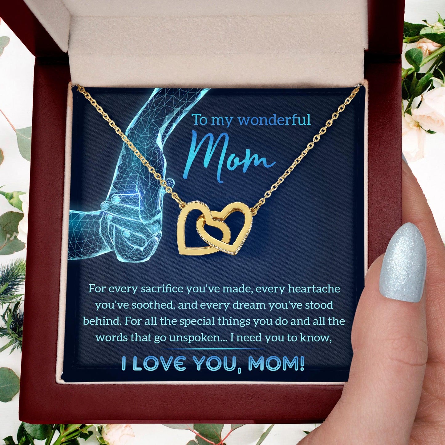 Gift for Mom You Stood Behind My Dreams Interlocking Hearts Necklace - Mallard Moon Gift Shop