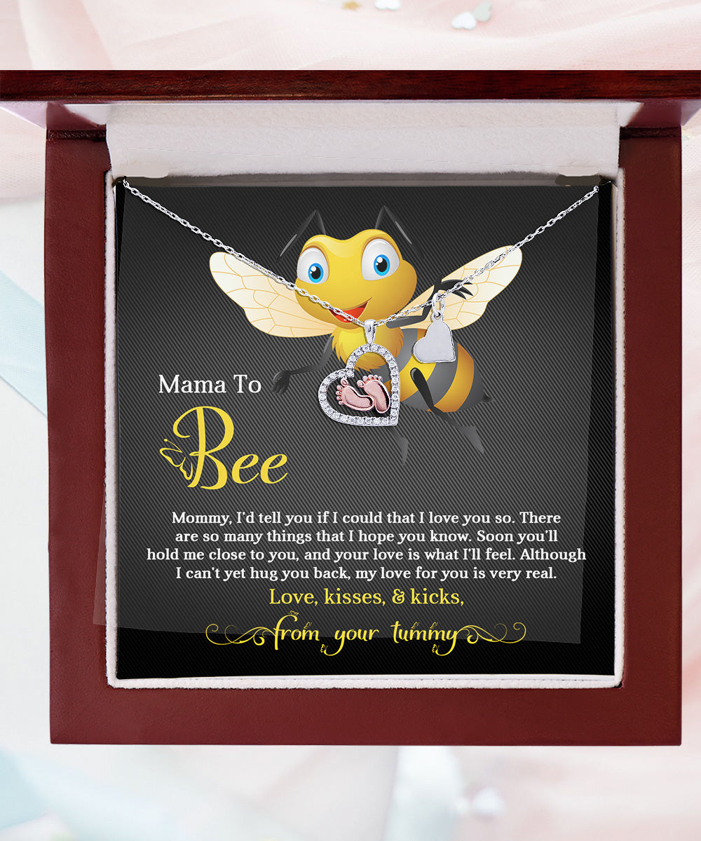 Mama To Bee Baby Feet Charm Necklace Love, Kisses and Kicks from your Tummy - Mallard Moon Gift Shop