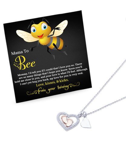 Mama To Bee Baby Feet Charm Necklace Love, Kisses and Kicks from your Tummy - Mallard Moon Gift Shop