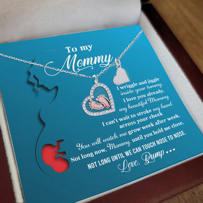 New Mom Gift Baby Feet Charm Necklace Not Long Now Until You can Hold Me Close - Mallard Moon Gift Shop