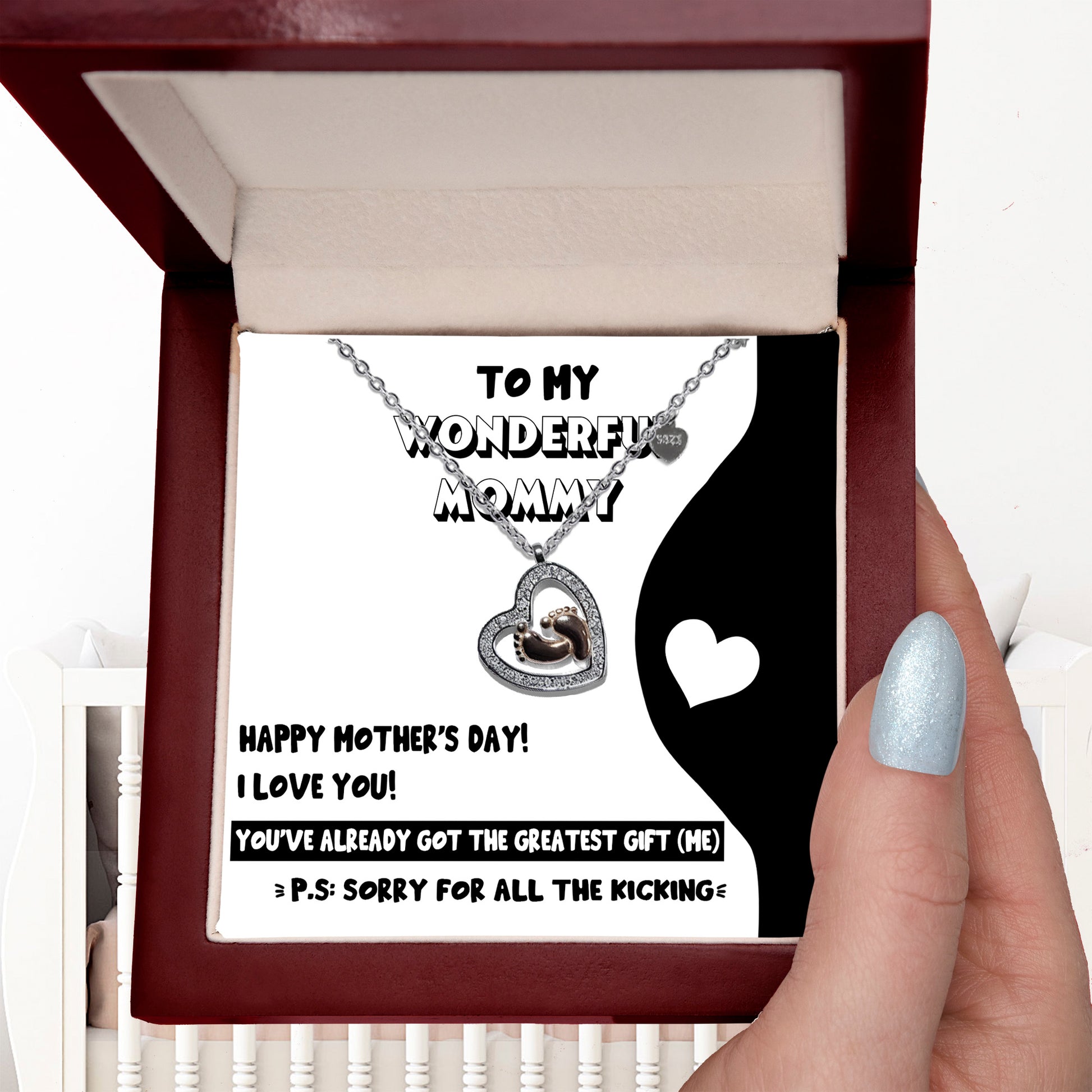 Mother's Day Gift for New Mom Baby Feet Charm Necklace - Sorry for All the Kicking - Mallard Moon Gift Shop