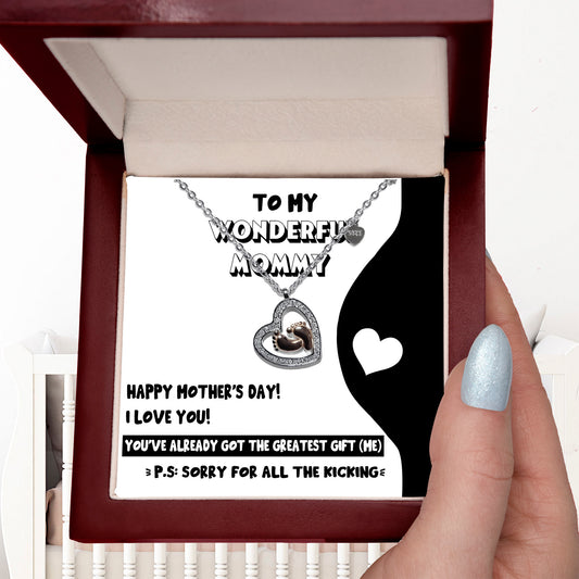 Mother's Day Gift for New Mom Baby Feet Charm Necklace - Sorry for All the Kicking - Mallard Moon Gift Shop